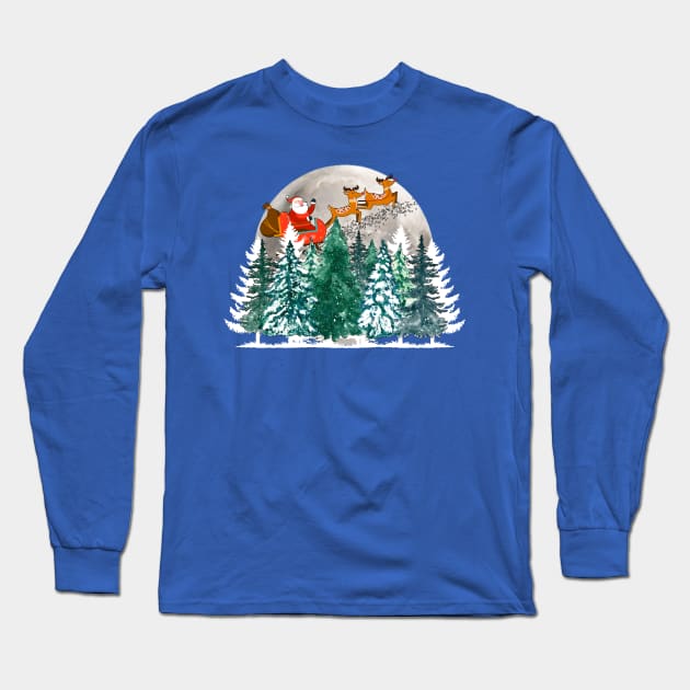 SANTA ON SLEIGH Long Sleeve T-Shirt by TaansCreation 